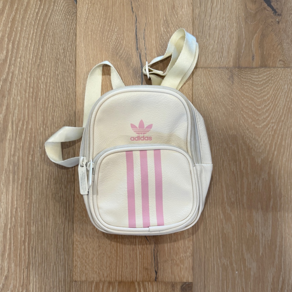 Adidas Cream and Pink Striped Backpack
